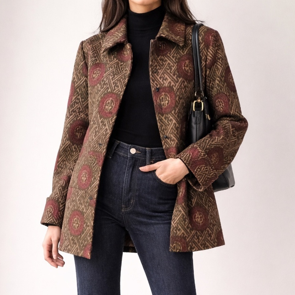 Vintage Pudong Shanghai Artisan Coat Longevity Symbols Women’s Large